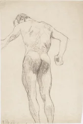 Mannenrugnaakt naar links